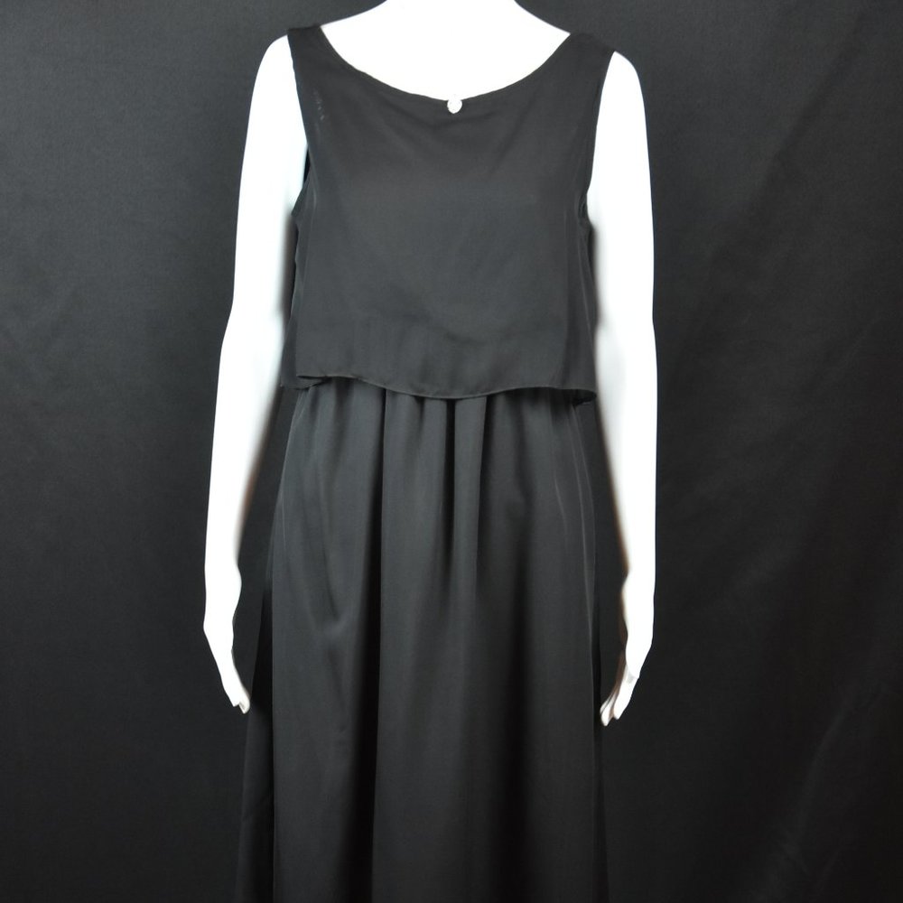 NWT -  BKMGC Jet Black Full Length Sleeveless Zip Back Lined Dress Size Large